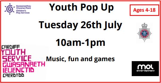 Pentwyn Youth Pop Up - 26th July 10am-1pm
