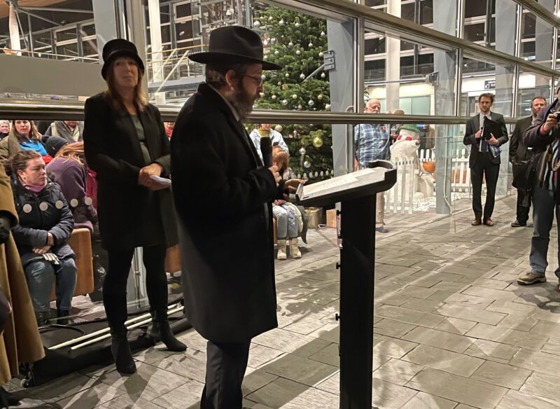  Rabbi Rose read a prayer for peace on the steps of ⁦the Senedd.